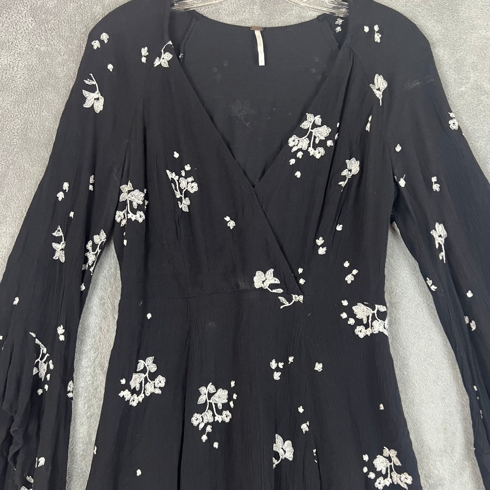 Free People Jasmine Mini Dress Womens 4 Floral Embroidered Boho Witchy - Picture 2 of 8